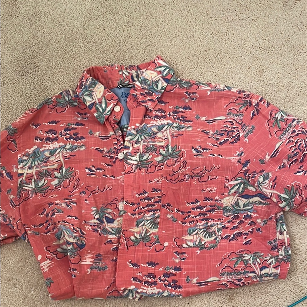 Izod Red Floral Men's short sleeved Shirt